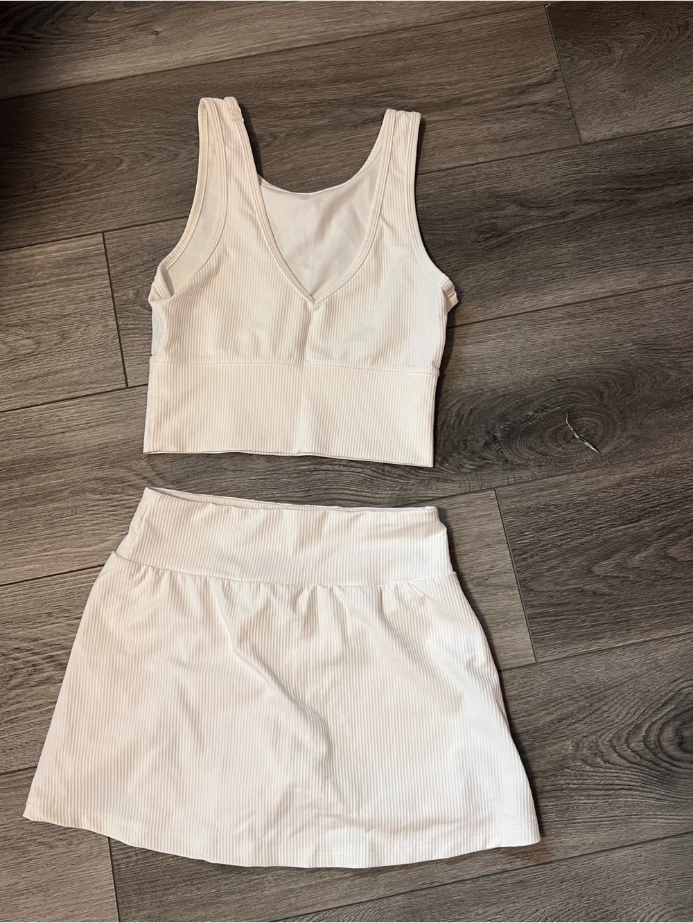White Ribbed Skort set - Picture 2 of 3